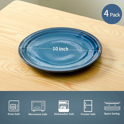 HASENSE Ceramic Dinner Plates Set of 4, 10 Inch Large Porcelain Pasta and Salad - Image 5