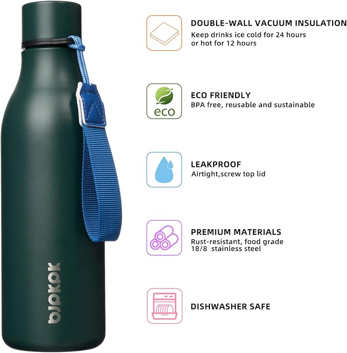 BJPKPK 18oz Insulated Water Bottle, Stainless Steel Bottle - Image 2