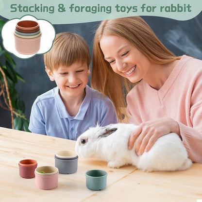 8 Pcs Stacking Cups for Bunny, Hiding Food and Playing, Keeping Bunnies Busy - Image 2