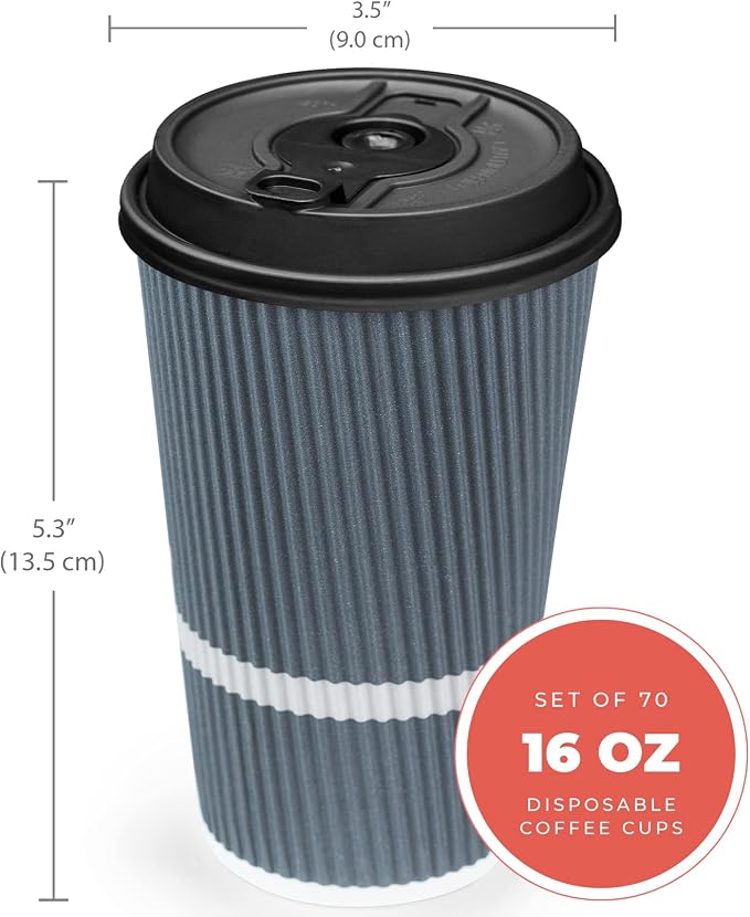 Disposable Coffee Cups With Lids - 16 oz To Go Coffee Cup. Large Travel Cups - Image 2