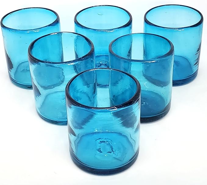 Solid Aqua Blue 9 oz Short Tumblers, Recycled Glass, Toxin-Free - Image 5