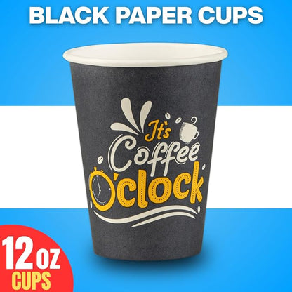 Disposable Coffee Cups, To Go Paper Hot Cups, Coffee O'Clock Design - Image 6