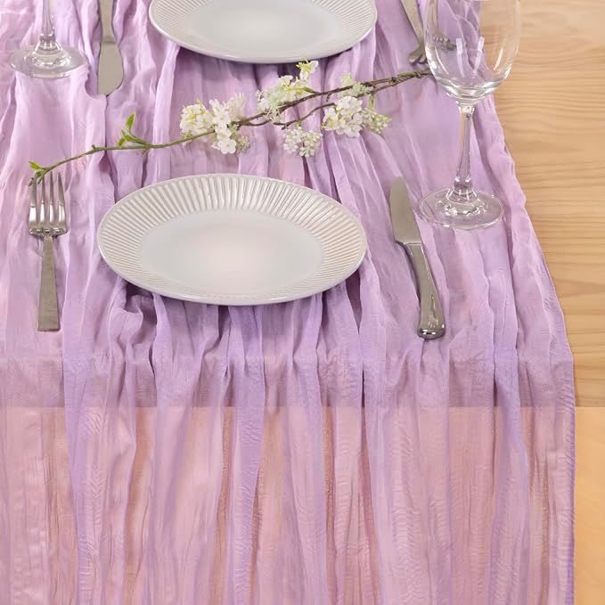 8 Pack Lilac Purple Cheesecloth Table Runner 10ft Boho Table Decor | - Image 3