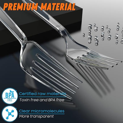 360pc 7.1" Clear Plastic Forks Heavy Duty - Image 2