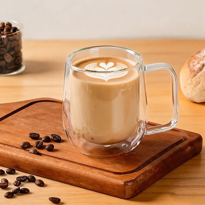 Aurzen 2 Pack Double Walled Glass Coffee Mugs - Image 6