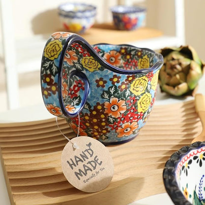 ALMA Handpainted Blue Floral Soup Bowl - Image 6