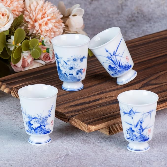KAMMAK Ceramic Tea Cups Set of 4, 1.5 oz, Vintage Small Teacups, 730N | Hand - Image 7