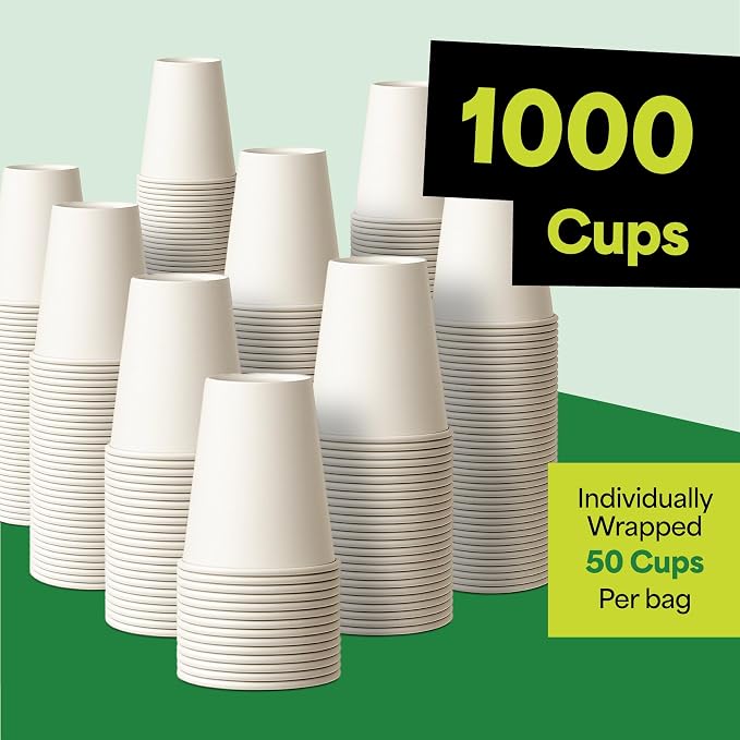 EconoHome 8 oz 1000 Pack Disposable Coffee Paper Cups - Image 7