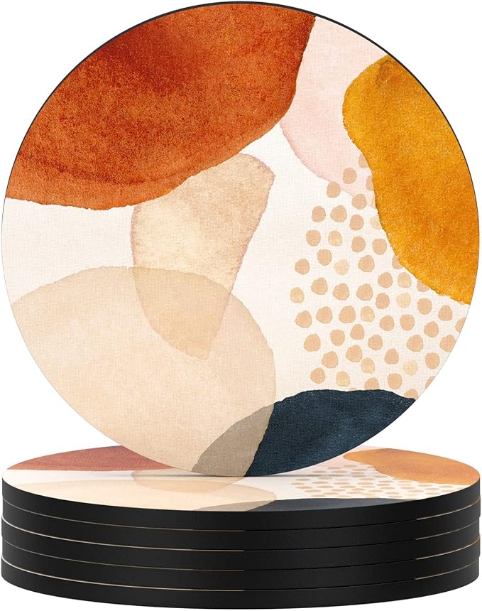 Nipichsha Coasters for Drinks, Kitchen Home Decor Housewarming Gift, Round 4 in by Nipichsha