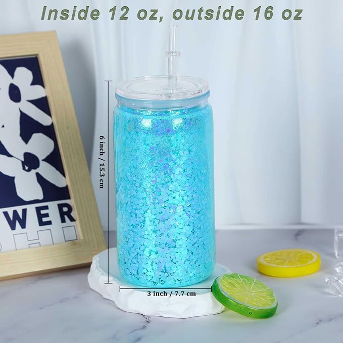15 Pack Acrylic Snow Globe Tumbler, 16 Oz Pre Drilled Double Wall Snow Globe - Image 6