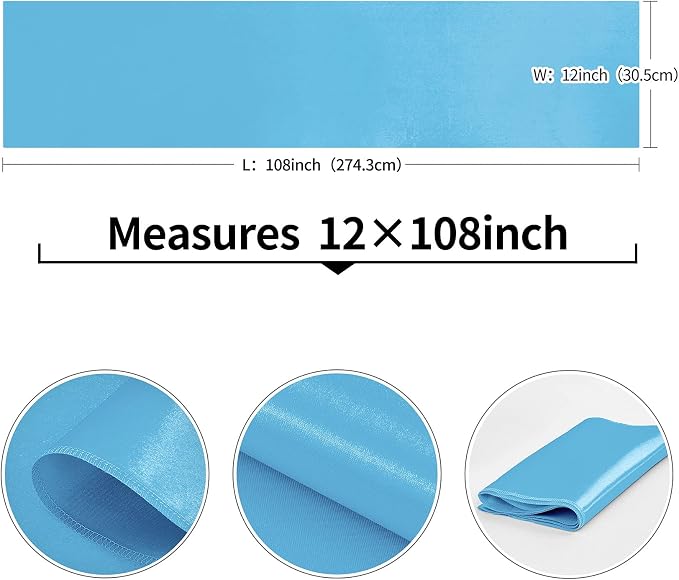 4-Pack Blue Satin Table Runner 12 x 108 Inch Long Bright and Smooth Silk Fabric - Image 3
