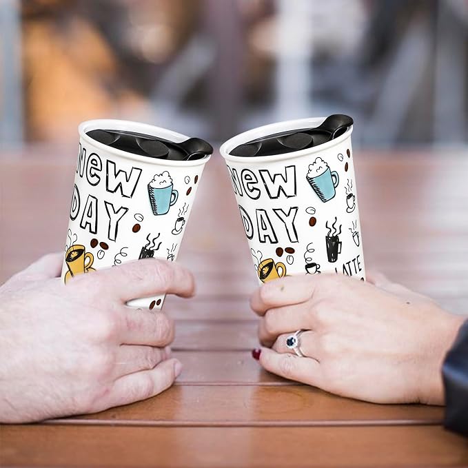 Ceramic Travel Coffee Mug, 12 oz, Travel Mug - Image 5