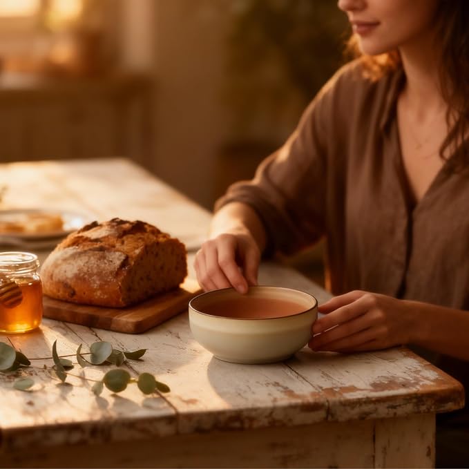 Stoneware Ceramic Cereal Bowls Set of 4, 21 oz | Lead-Free, Cadmium-Free | - Image 2