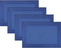 Vinyl Placemats Heat-Resistant Table Mats Washable Easy Clean Plastic Placemats for Dining Table Set of 4 (Blue)