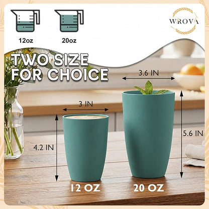 Wrova Wheat Straw Cups 6 PCS Good Alternative to Plastic Reusable Cups 12 oz - Image 3