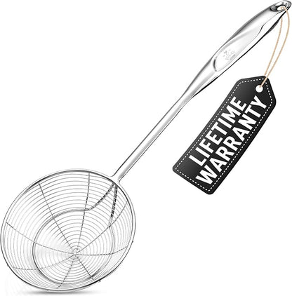 Zulay Kitchen Stainless Steel Skimmer Strainer Ladle | 15” Large Straining Spoon by ZulayKitchen