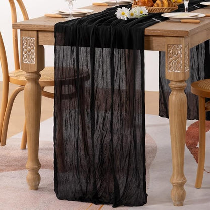 3 Pack Black Cheesecloth Table Runner 10ft Gothic Gauze Centerpiece | - Image 3