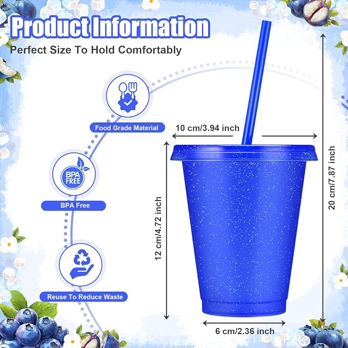 24 Pcs Plastic Tumblers with Lids and Straws, Reusable Cups with Lids Plastic - Image 3