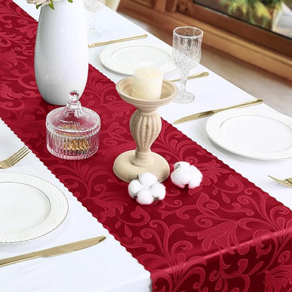Red Damask Satin Table Runner 12 x 108 Inch, 6 Pack | Bright Smooth Damask - Image 4