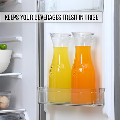 Set of 6 Glass Carafe with Lid, 1 Liter Beverage Serveware Carafe, Cold Water - Image 5