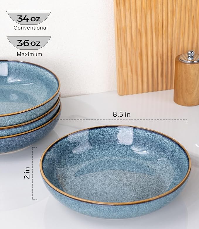 AmorArc 8.5'' Large Ceramic Pasta Bowls, 36oz Stoneware Pasta Serving Bowls Set - Image 3