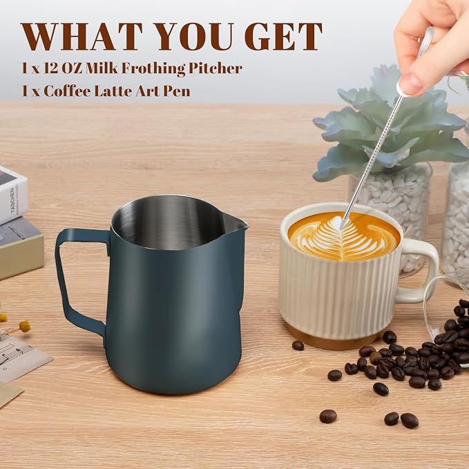 Amrules Milk Frothing Pitcher, 12 oz Milk Frother Cup - Image 3