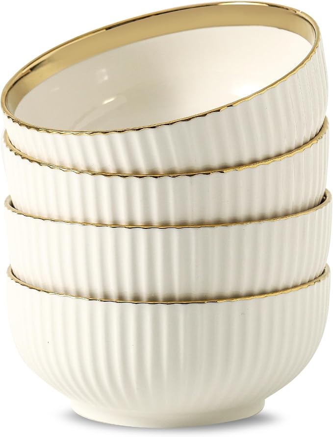 LETAOTAO Cereal Bowl Set of 4, Ceramic Cereal Bowls by LETAOTAO