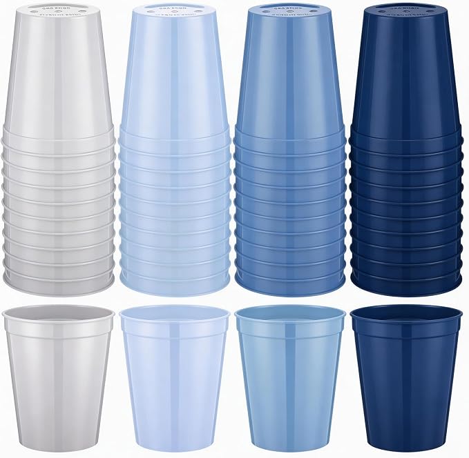Yungyan 24 Pcs Dusty Blue Baby Shower Decoration Dusty Blue Reusable Plastic by Yungyan