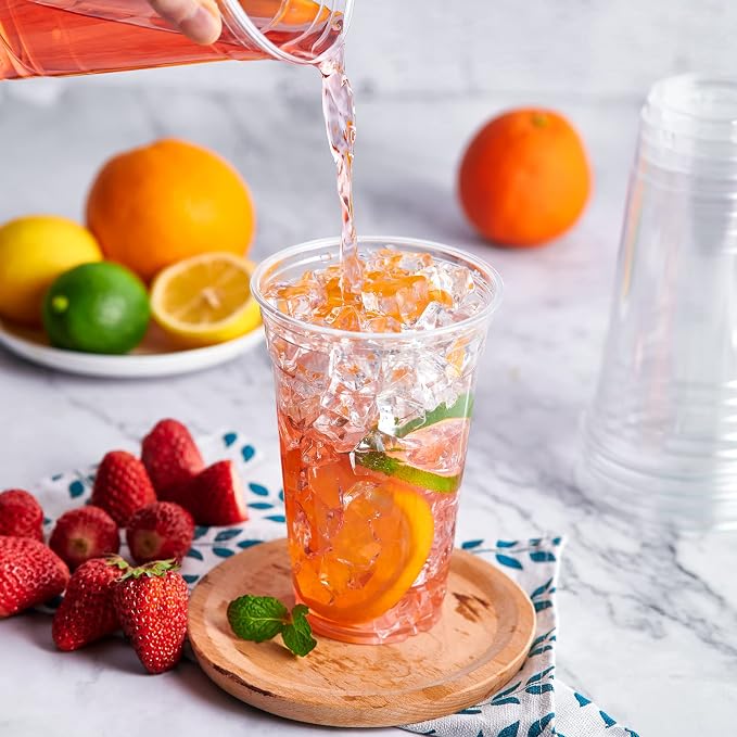 Lilymicky 60 Sets 24 oz Clear Plastic Cups - Image 8