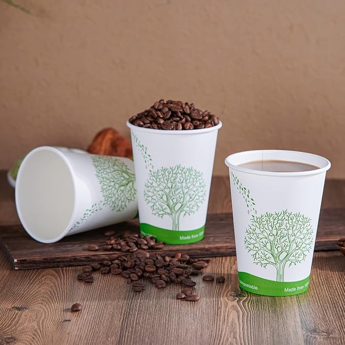 ECOLipak 240 Count 12 oz Compostable Paper Cup, Disposable Paper Coffee Cup | - Image 3
