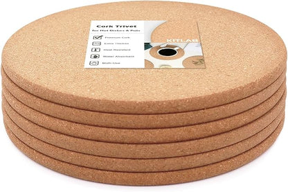 Cork Trivets for Hot Dishes, Hot Pots and Pans, 10 Inch 6 Pcs | High Density by KITLAB