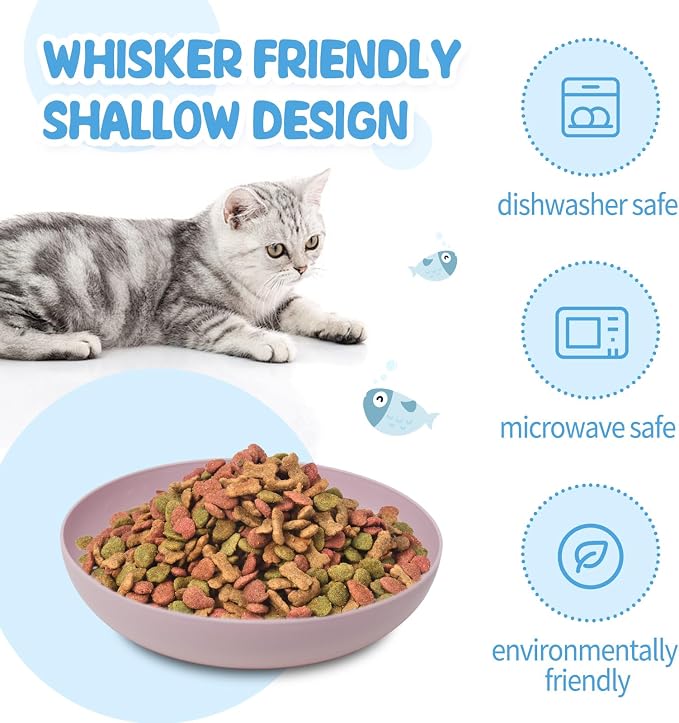 Cat Dishes Whisker Friendly, Shallow Wide Pet Food and Water Bowl, Durable - Image 5