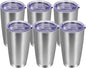 VEGOND 20oz Tumbler with Lid and Straw Stainless Steel Tumbler Cup Bulk Vacuum Insulated Double Wall Travel Coffee Mug Powder Coated Coffee Cup(Stainless 6 Pack