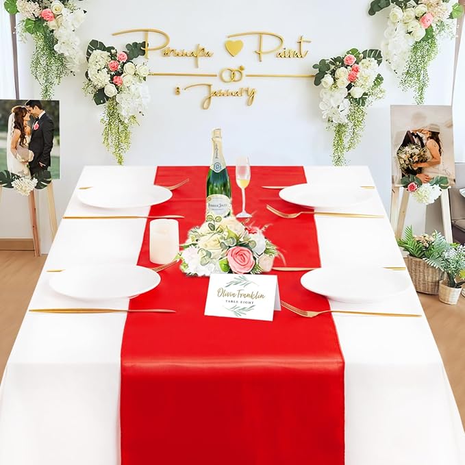 Red Table Runners 20 Pack 12x108 inch Silk Satin Smooth Fabric | Satin Table - Image 5