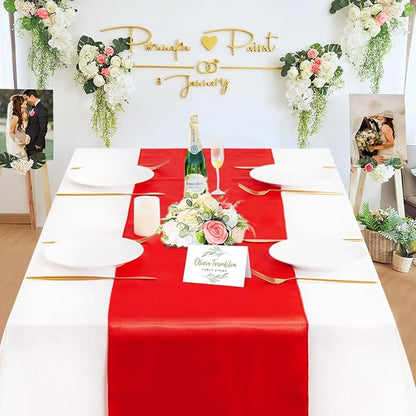Red Table Runners 20 Pack 12x108 inch Silk Satin Smooth Fabric | Satin Table - Image 5