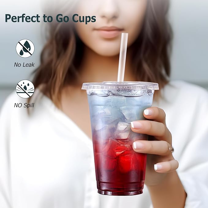 AOZITA 20 oz Clear Plastic Cups - Image 4