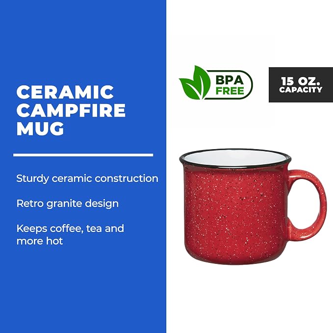 Set of 8 Ceramic Campfire Mugs – 15 Oz, Camping – Customizable - Image 2