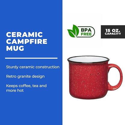 Set of 8 Ceramic Campfire Mugs – 15 Oz, Camping – Customizable - Image 2