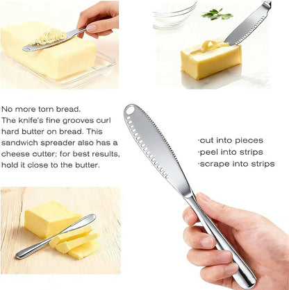 2 Pcs Butter Knife, 3 In 1 Stainless Steel Butter Spreader | Multifunctional - Image 4
