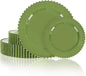 U-QE 60PCS Olive Green Plastic Plates, Beaded Plates Disposable Heavy Duty | by U-QE