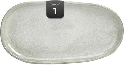 Organic Shape Highland Ceramic Serving Tray, 1pcs 13×7inch Handmade Reactive Glaze ceramic Tray with Wavy Edge, for Kitchen, Microwave & Dishwasher Safe, Scratch Resistant-grey