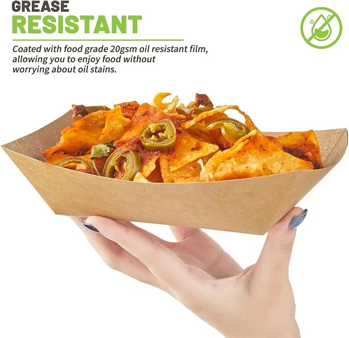 ZORRITA Paper Food Trays, 3 Lb, 50 Pack | Disposable, Kraft Paper, Nacho Trays - Image 4