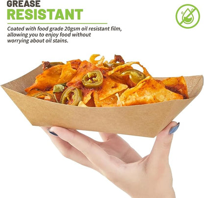 ZORRITA Paper Food Trays, 3 Lb, 50 Pack | Disposable, Kraft Paper, Nacho Trays - Image 4