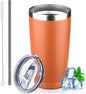 20 oz Tumbler with Lids and Straws, Stainless Steel Insulated Coffee Tumbler by GUDEMAO
