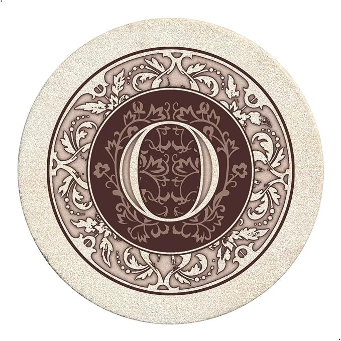 Thirstystone Monogram Round Natural Sandstone Coaster 4 Pack | 4" Diameter by Thirstystone