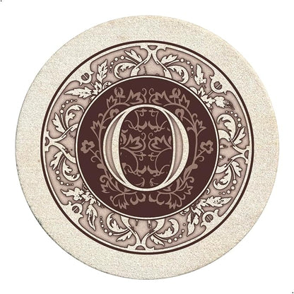 Thirstystone Monogram Round Natural Sandstone Coaster 4 Pack | 4" Diameter by Thirstystone
