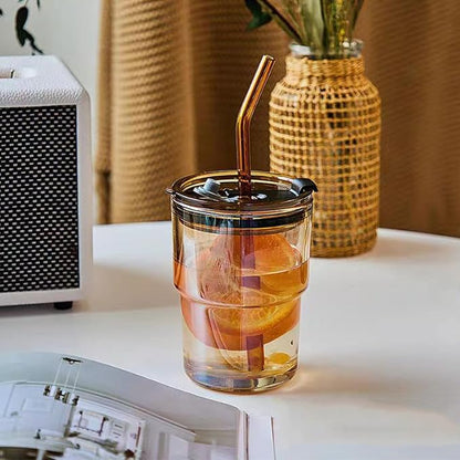 13oz Glass Tumbler with Straw and Leak-Proof Lid, Reusable Iced Coffee Cup - Image 8
