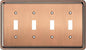 Henne Bery Rope Edge Decorative Wall Plate Switch Plate Outlet Cover (Quad Toggle, Antique Copper)