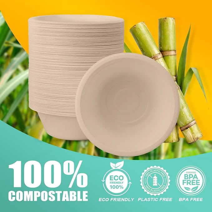 JINVOGREEN 200 Count 12 oz Paper Bowls, Disposable Compostable Bowls Bulk - Image 7