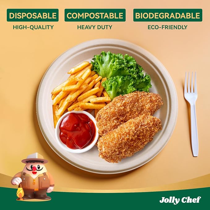 Compostable Heavy Duty Plates   Eco-Friendly Disposable Paper - Image 3